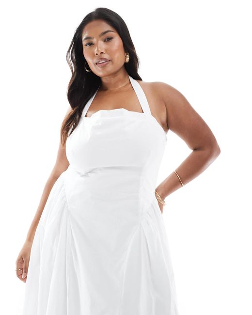 Robe longue dos nu en coton avec encolure carrée et plis sur les hanches 4th & Reckless en coloris White