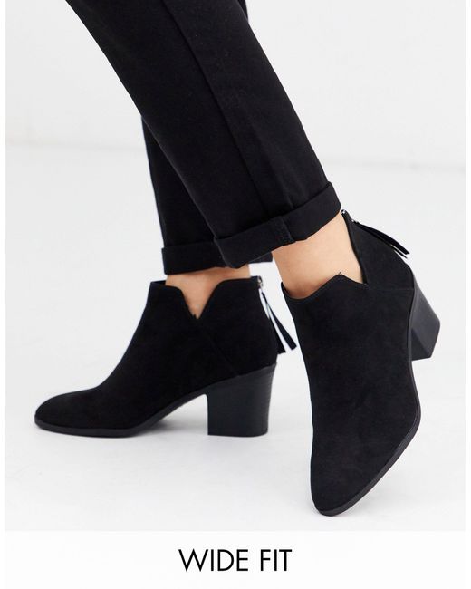 New Look Black Low Cut Heeled Ankle Boots