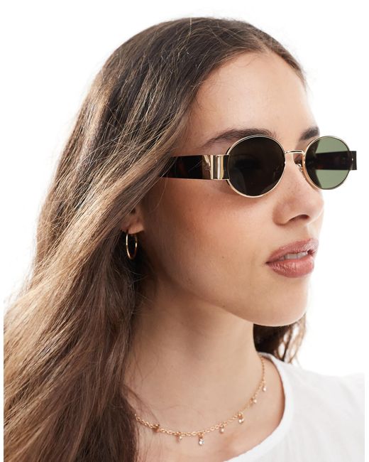 Aire Multicolor Mars Ii Slim Oval Metal Frame Sunglasses With Tort