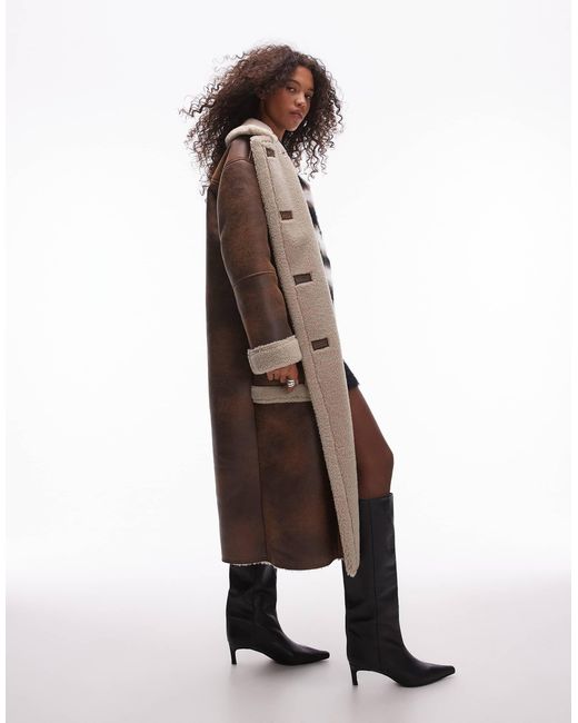 TOPSHOP Natural Oversized Long Car Coat