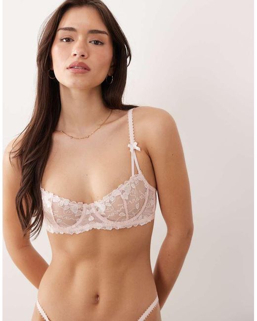 Wild Lovers Brown Vivienne Embroidered Mesh Underwired Balcony Bra