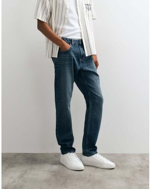 New Look Gray Straight Fit Jeans for men