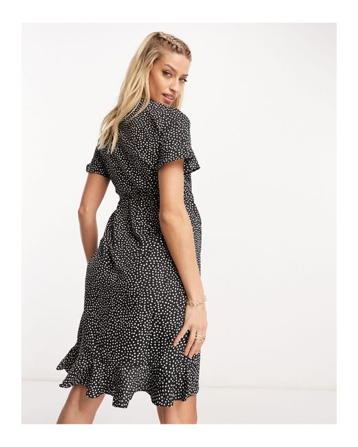 Vero Moda Vero Moda - Zwangerschapskleding - Mini-jurk Met Overslag En Stippenprint in het Black