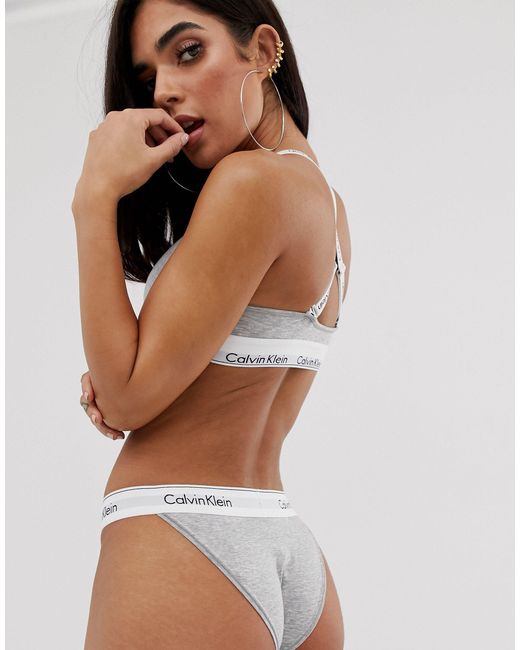 Calvin Klein Modern Cotton Bikini in Grey (Gray) - Save 67% | Lyst