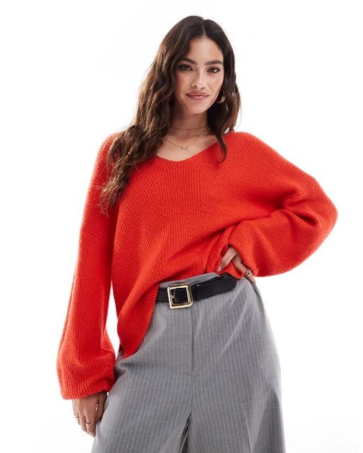 Threadbare Red – flauschiger, locker geschnittener pullover