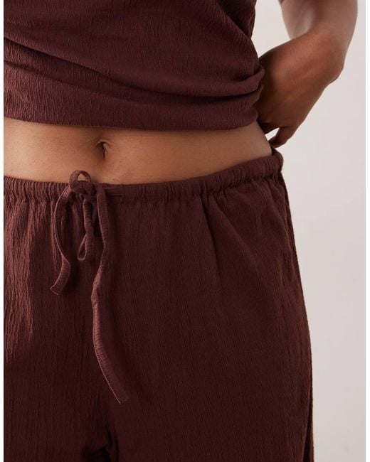 ASOS Brown Asos Design Curve Cotton Crinkle Wide Leg Trouser