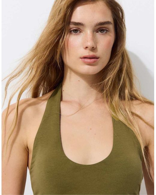 Stradivarius Blue Basic Halter Top