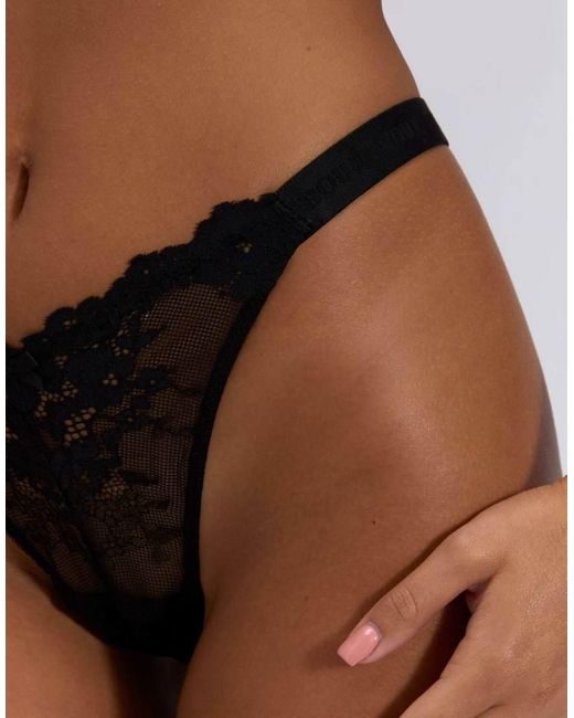 Boux Avenue Pink 3 Pack Fran Lace Thongs Tanga Style High Leg Underwear
