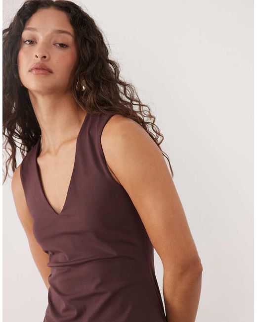 Mango Pink V Neck Sleeveless Midi Dress