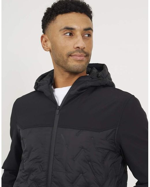 Brave Soul Blue Quilted Hooded Zip-Up Jacket for men