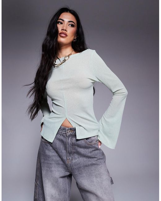ASOS Gray – langärmeliges oberteil aus netzstoff