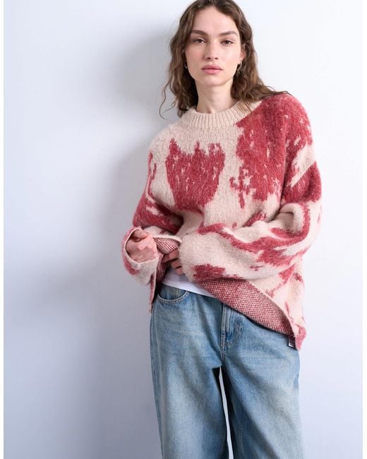 TOPSHOP Knitted Blurred Floral Jumper