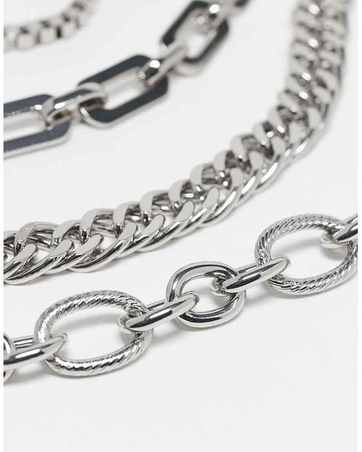 ASOS White Pack Of 5 Mixed Chain Stacking Bracelets