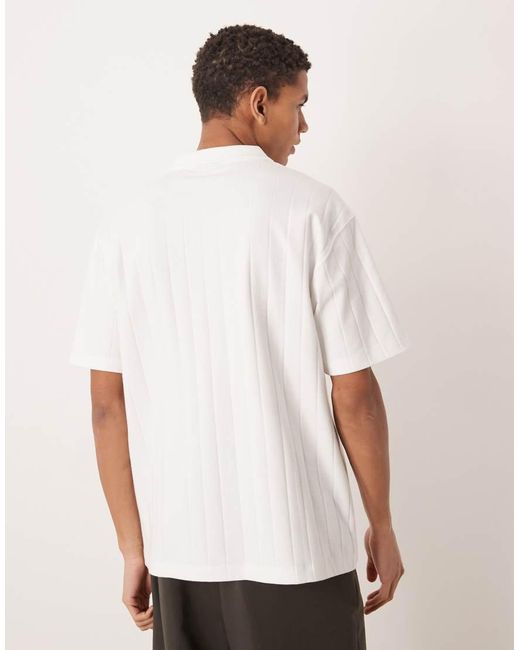 ASOS White Heavyweight Relaxed Polo Shirt With Chest Embroidery for men