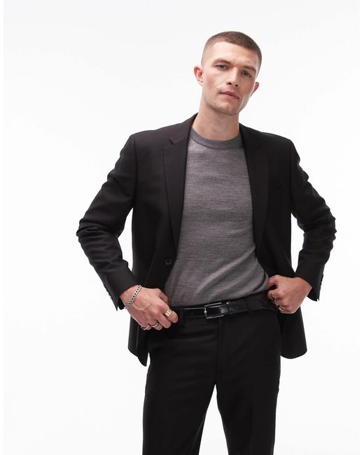 Topman Black Skinny Suit Jacket for men