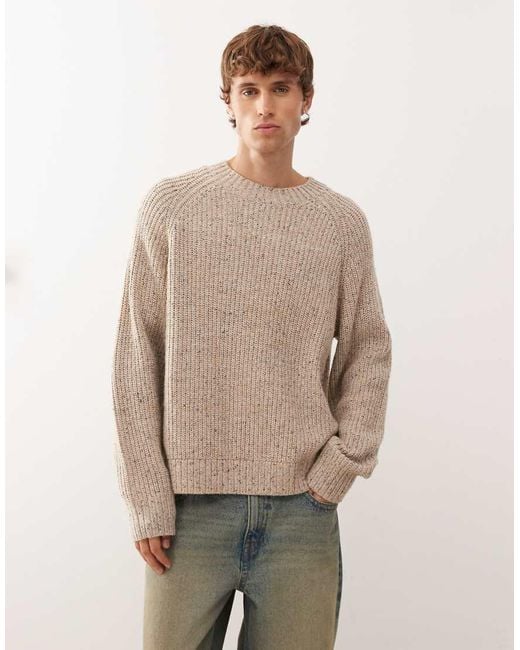 Maglione Oversize Misto Lana Con Filato Puntinato di Weekday in Natural da Uomo