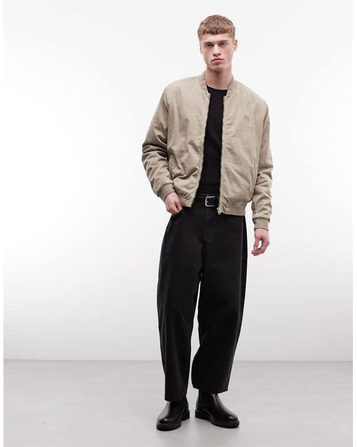 AllSaints Natural Forres Zip Through Logo Bomber Jacket for men