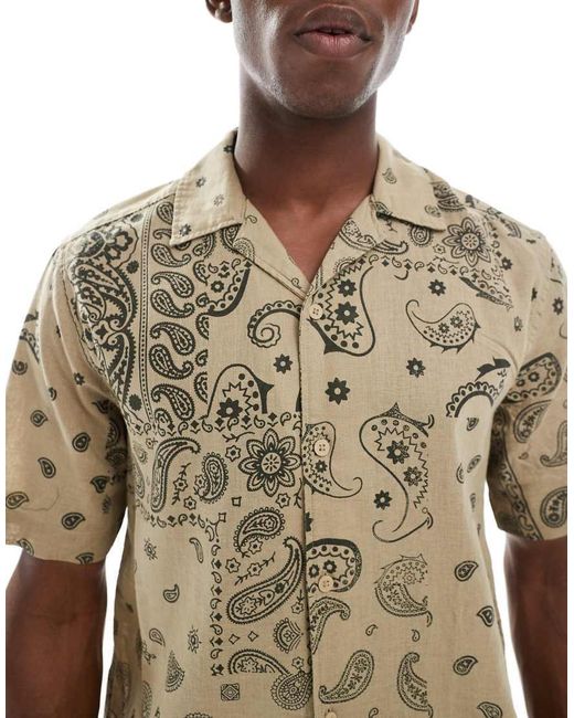 Camisa Beis Con Estampado De Cachemir Y Cuello De Solapas De -Neutro Only & Sons de hombre de color Metallic