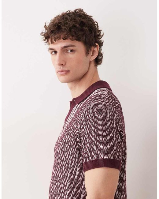 South Beach Purple Knit Polo Top for men