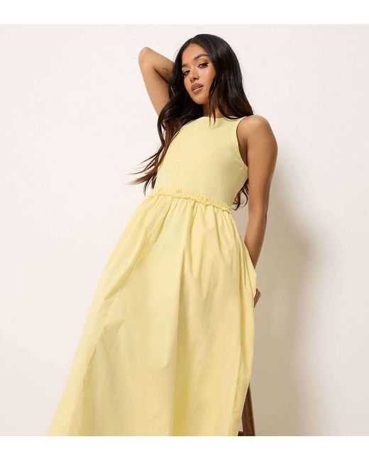 PixieGirl Yellow Petite Ruffle Detail Midi Dress