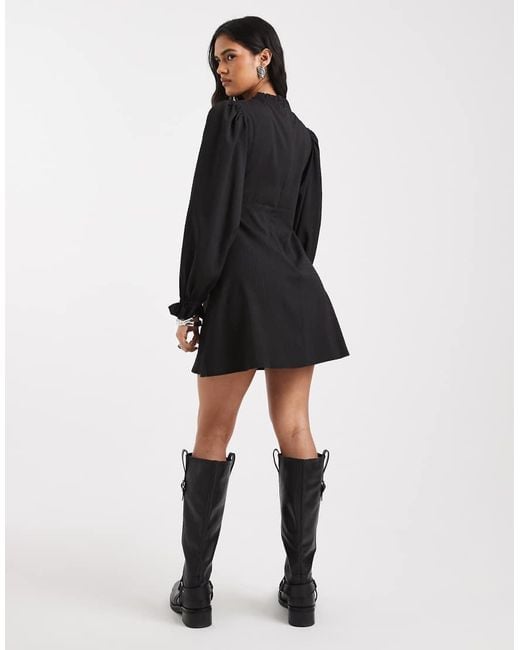 Wednesday's Girl Black Wednesdays Girl Textured Seam Detail Mini Dress