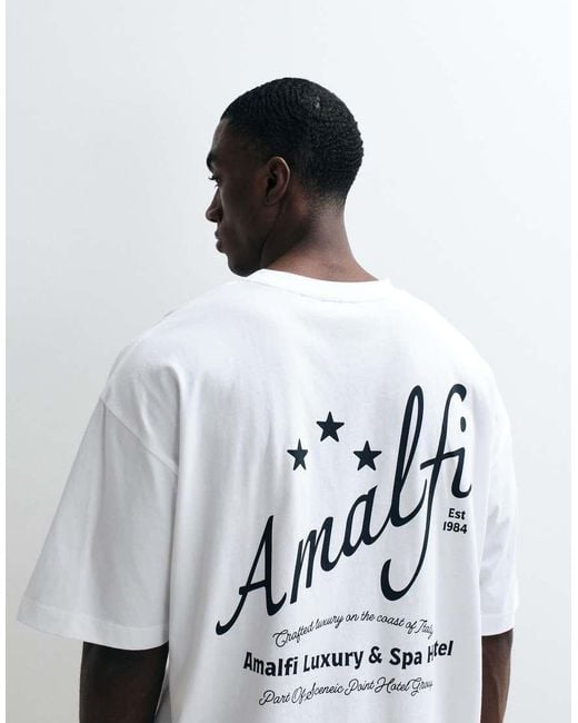 ASOS White Oversized T-shirt With Amalfi Text Graphic for men