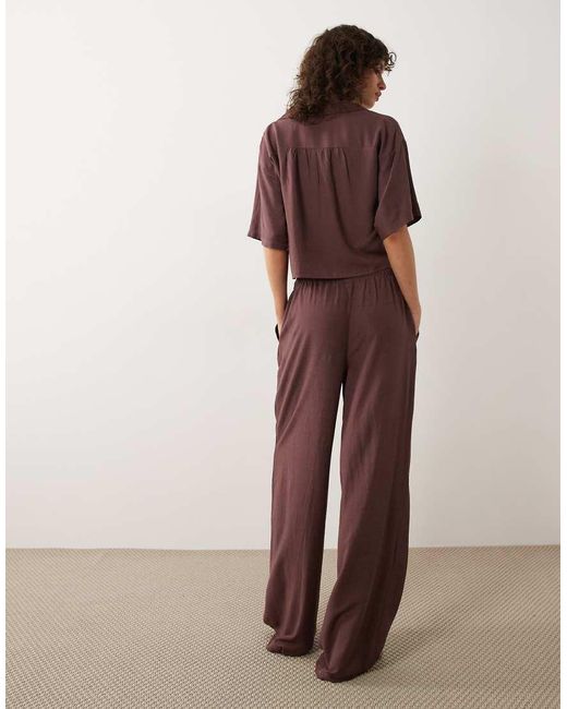 Jdy Brown Wide Leg Linen Mix Co-ord Trouser