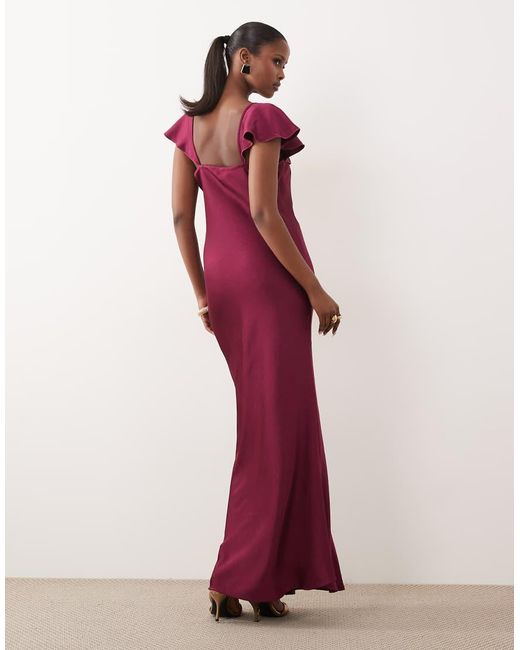 Vero Moda Red Cap Sleeve Rose Detail Maxi Dress