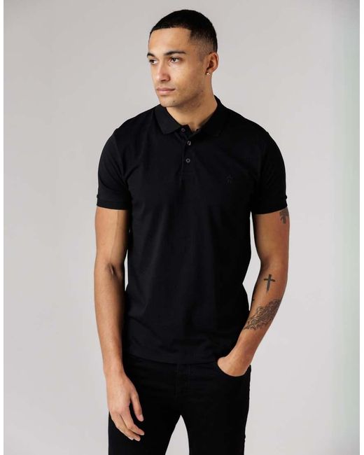 French Connection Blue 3 Pack Cotton Short Sleeve Polo Shirts for men