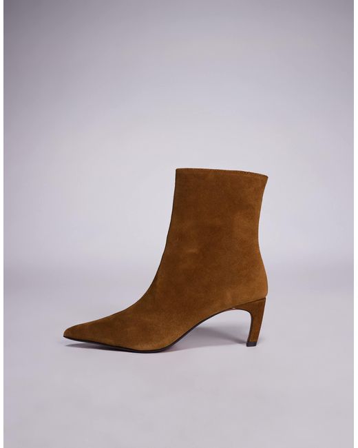 River Island Blue Suede Pointed Kitten Heeled Boots