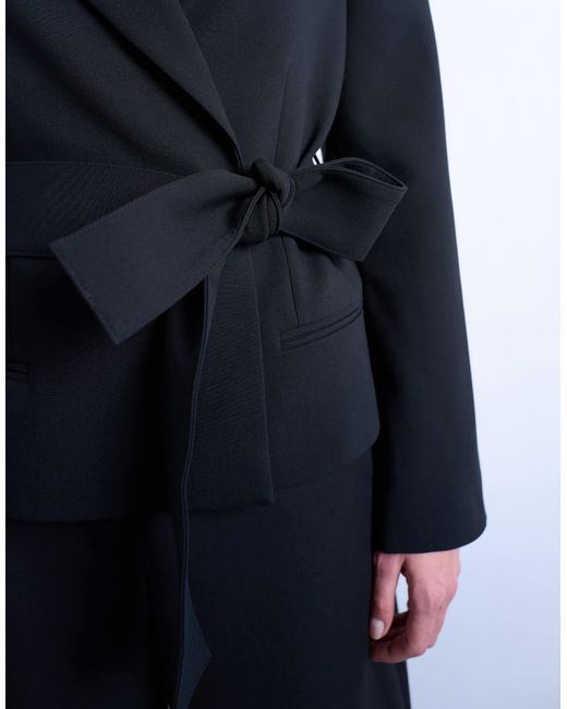 TOPSHOP Blue Cropped Belted Boxy Blazer