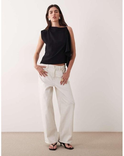 Mango Blue Asymmetric Sleeveless Top With Hardware Detail
