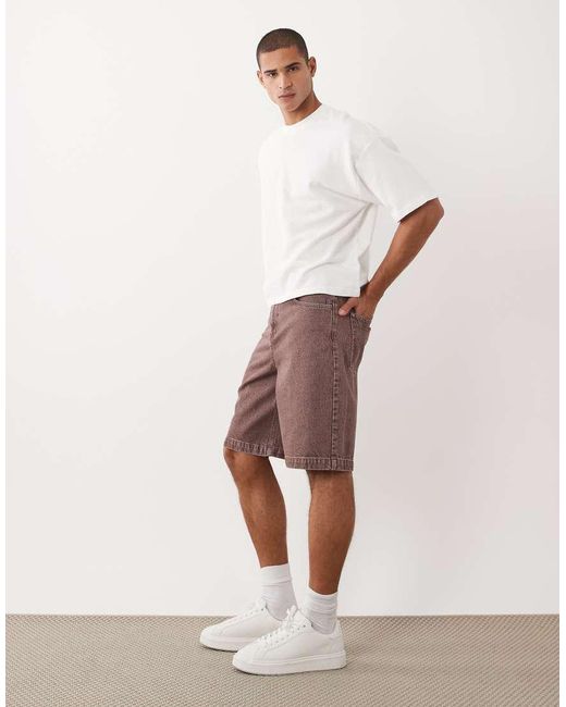 ASOS Natural Loose Denim Jorts for men
