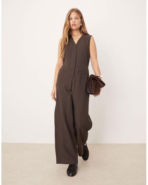 ASOS Natural V-neck Jumpsuit