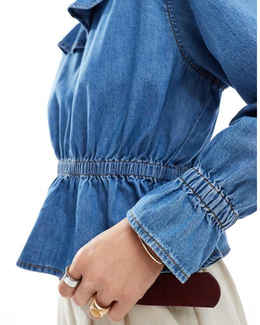 Top Con, Sobrefalda Y Volantes De Cambray De -Azul Miss Selfridge de color Blue
