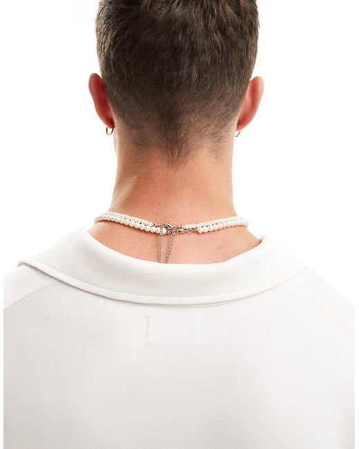 Collar De Dos Hileras De Perlas De Imitación De 4 Mm Y 6 Mm De ASOS de hombre de color Natural