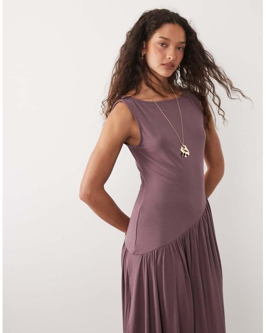 ASOS Purple Jersey Drape Detail Midi Dress