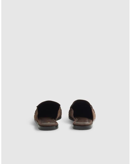 River Island Brown Faux Suede Backless Loafers