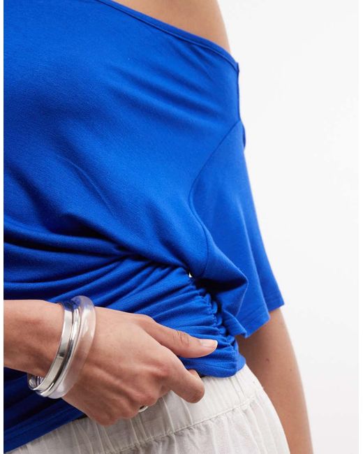 Collusion Blue Off Shoulder Drapey Top