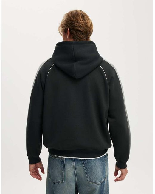 Cotton On Black Box Fit Graphic Hoodie for men