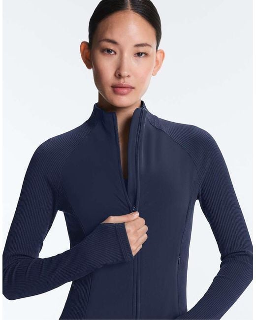 Oysho Blue Light Warm Rib Technical Jacket
