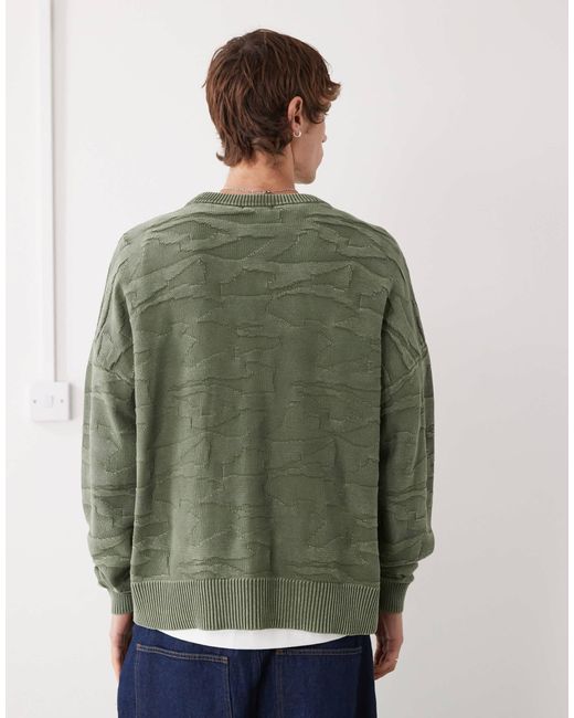 Weekday Green Oversized Jumper With 3d Texture for men