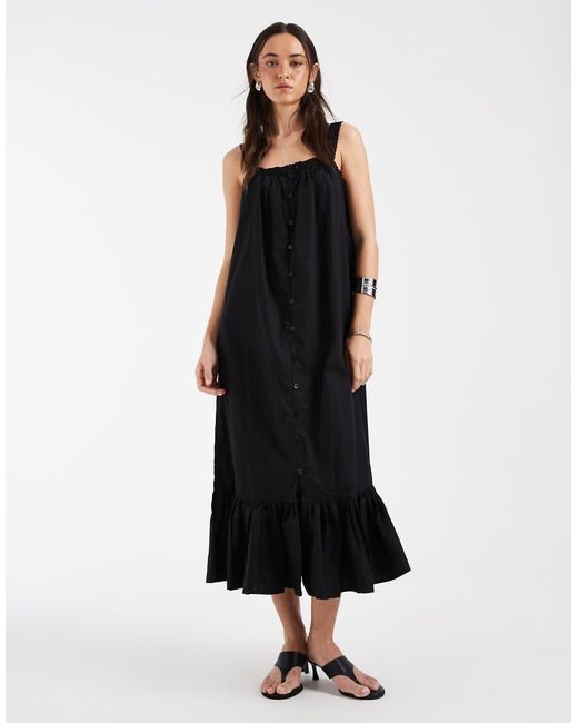 Motel Black Veraux Poplin Maxi Dress