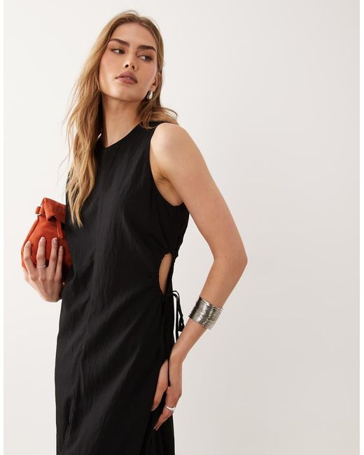 Mango White Sleeveless Cut Out Waist Maxi Dress
