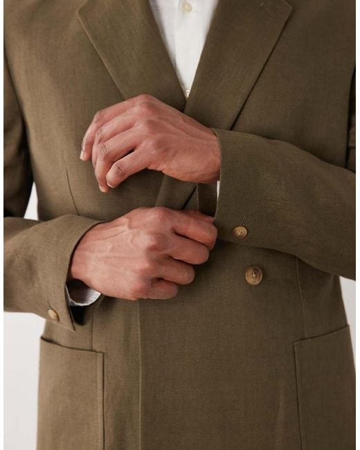 ASOS Green Premium 100% Linen Regular Suit Jacket for men