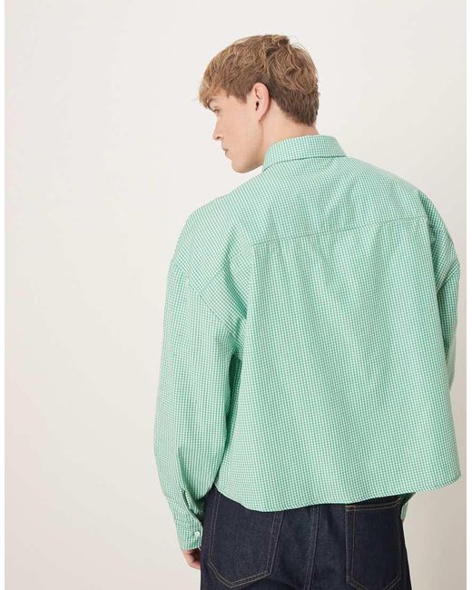 Camicia Squadrata Voluminosa Oversize A Quadretti di ASOS in Green da Uomo