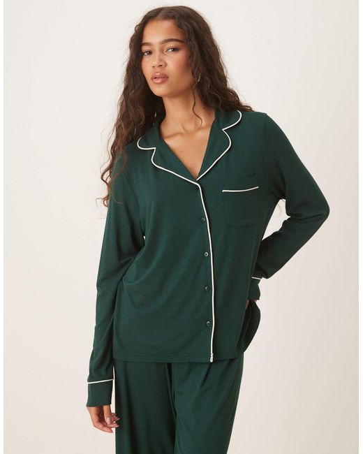 Pyjama ultra doux avec pantalon et chemise à manches longues - foncé ASOS en coloris Green