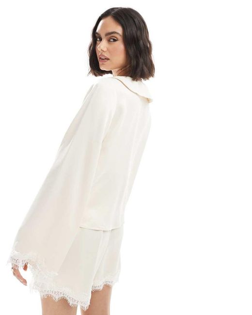 Miss Selfridge Blouse Met Satijn En Kraag in het White