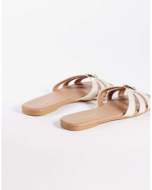 New Look White Cross Strap Metal Detail Sandals