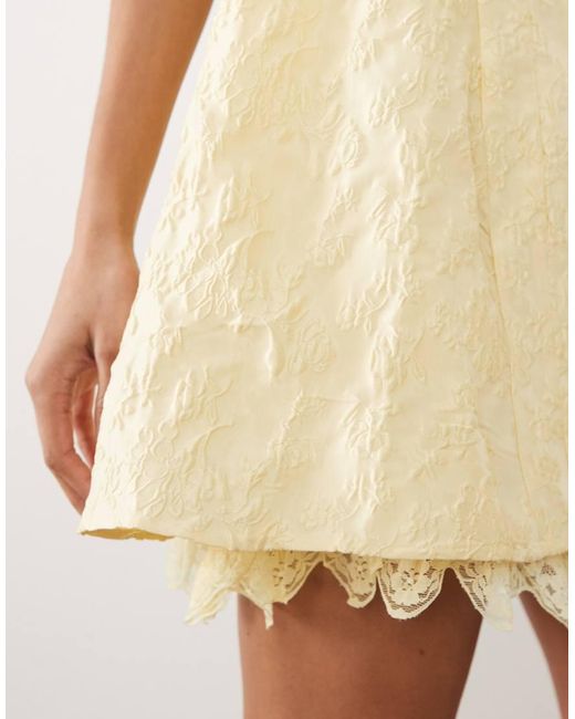Sister Jane Natural Jacquard Boat Neck Volume Lace Underskirt Mini Dress